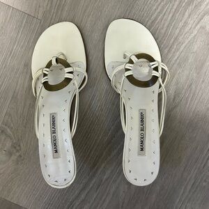 Manolo Blahnik white strappy sandals